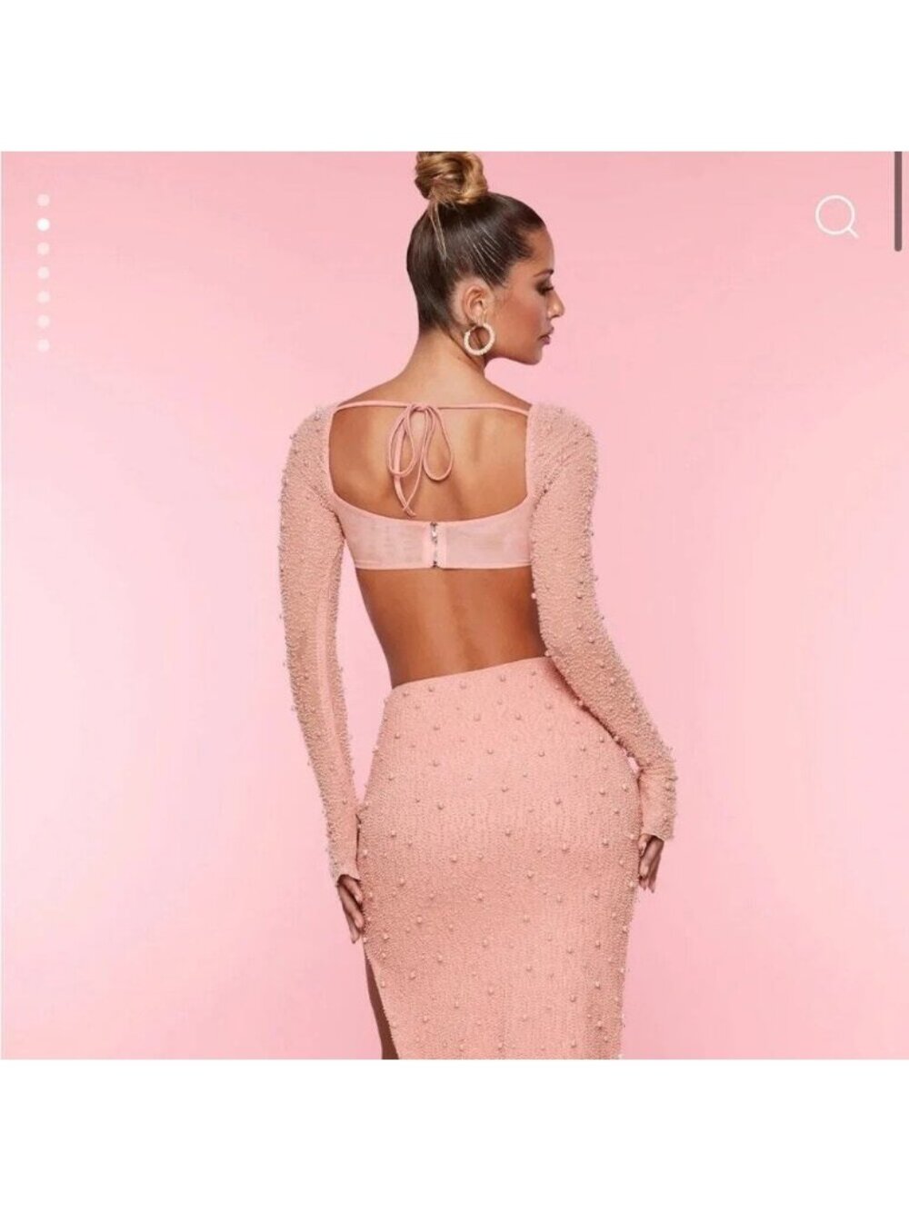 NWT OH POLLY La Desirade Embellished Cowl Neck Crop Top in Size 2 Blush - Picture 5 of 13